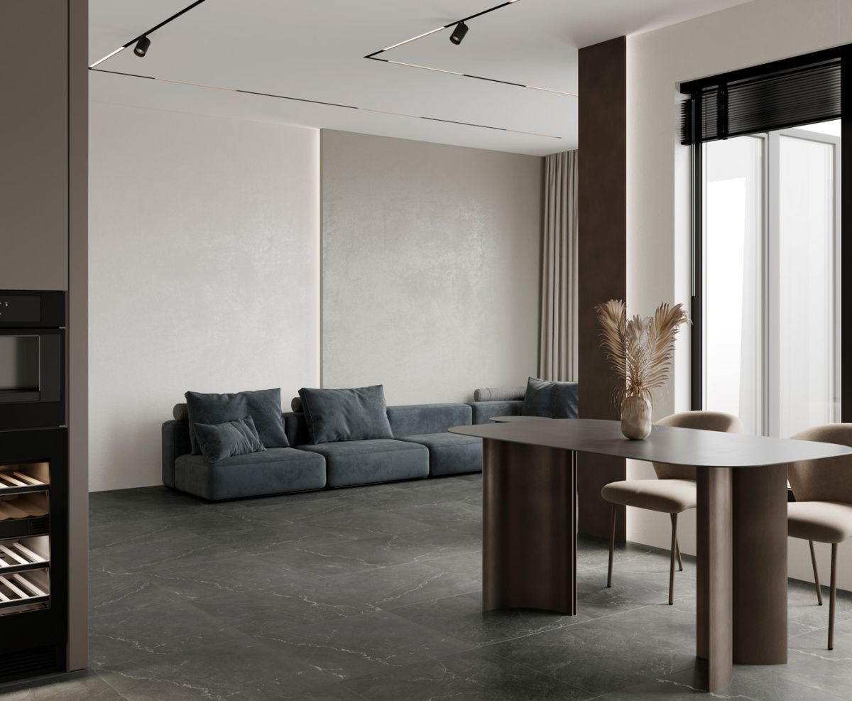 Leda Black 60x120 керамический гранит матовый карвинг. Коллекция Leda Black