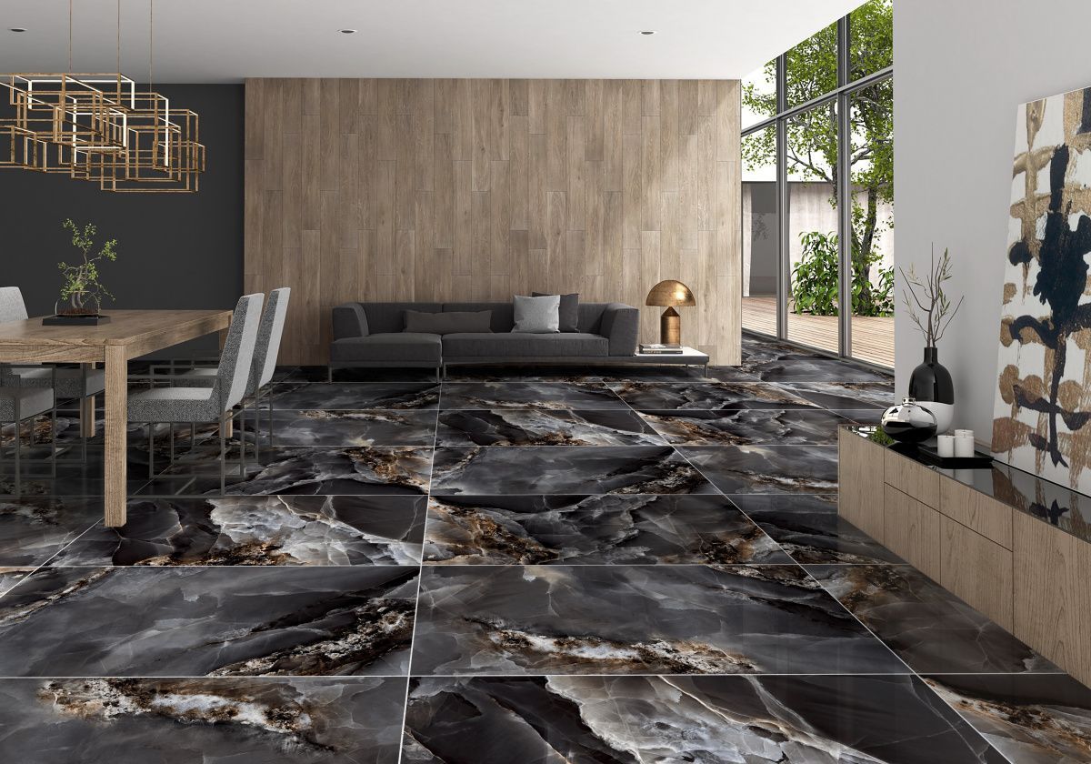 Dazzle Onyx Black 60x120 керамический гранит полированный (hg). Коллекция Dazzle Onyx Black
