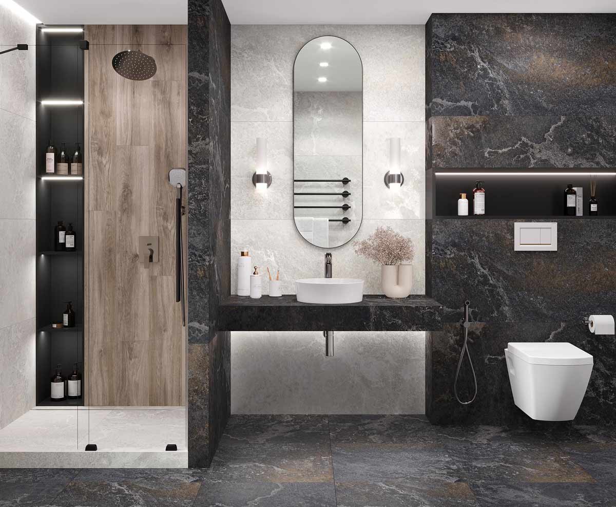 Blaze Nero 60x120 керамический гранит матовый карвинг. Коллекция Blaze Nero