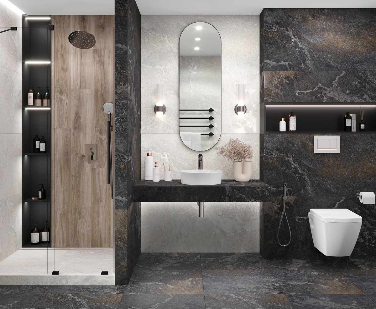 Blaze Nero 60x120 керамический гранит матовый карвинг. Коллекция Blaze Nero