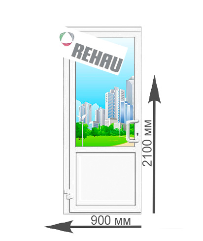 Дверь входная пластиковая Rehau Blitz со стеклом