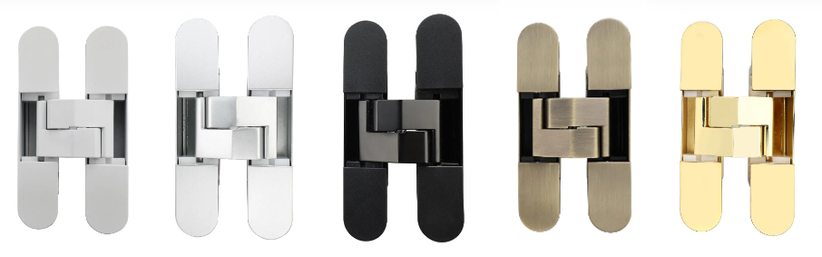 Скрытые петли Kalibri - матовый хром, черный, белый, бронза и золото