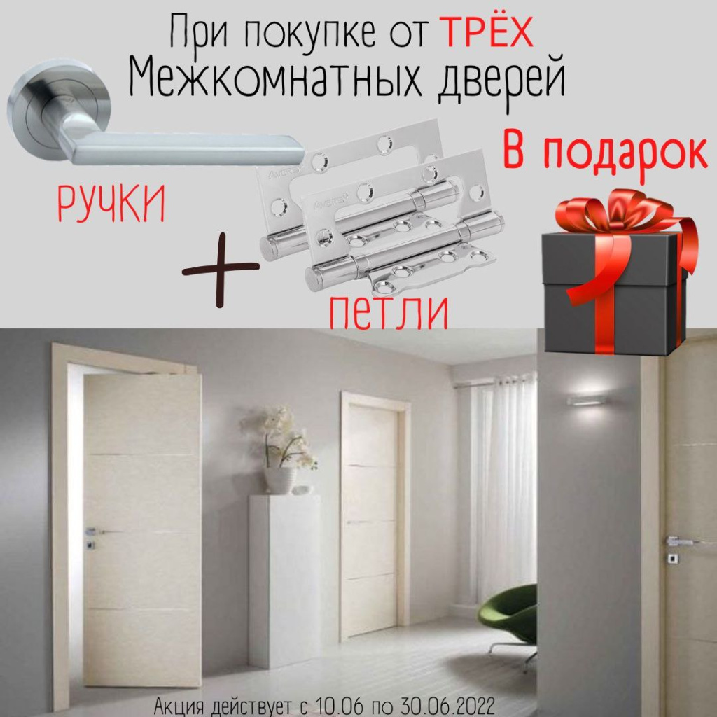 Дверная ручка и петли в подарок!