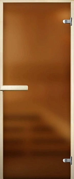 Стеклянная дверь для сауны с защелкой бронза матовое