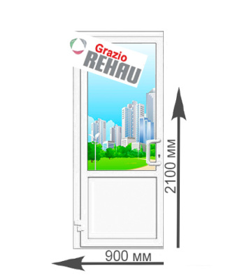 Дверь входная пластиковая Rehau Grazio со стеклом Артикул: 46345