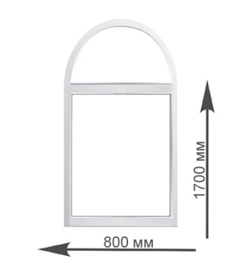 Арочное окно 800х1700 мм