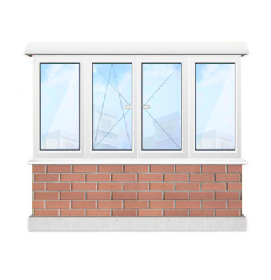 Балконная рама четырёхстворчатая