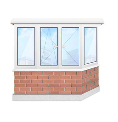 Балконная рама четырёхстворчатая Г-образная