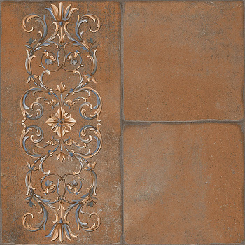 Каменный остров керамогранит декорированный коричневый 30х30