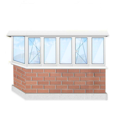 Балконная рама шестистворчатая Г-образная