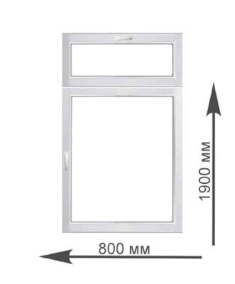 Окно с фрамугой 800х1900 мм
