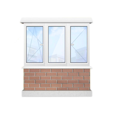 Балконная рама трёхстворчатая