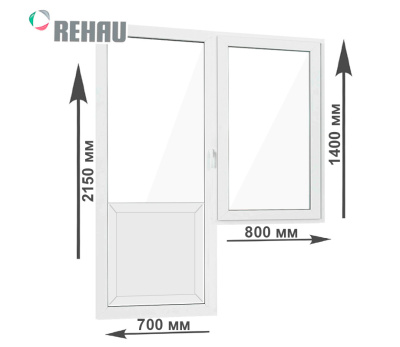 Балконный блок Rehau Blitz 2150х1500 мм. с глухим окном Балконный блок Rehau Blitz 2150х1500 мм. с глухим окном