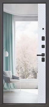 M114 Черная шагрень вставка Орех каньон коньяк вн. Velluto Bianco