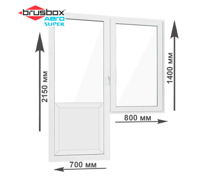 Балконный блок Brusbox Super Aero 2150х1500 мм. с глухим окном