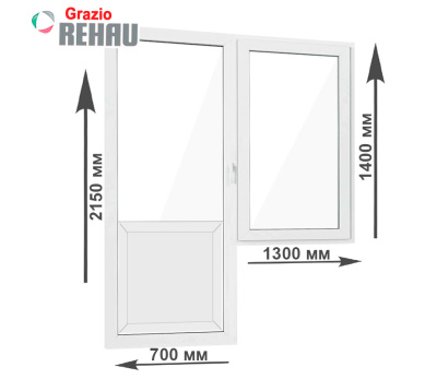 Балконный блок Rehau Grazio 2150х2000 мм. с глухим окном