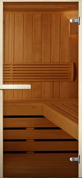 Стеклянная дверь для сауны с защелкой. Бронза прозрачное стекло