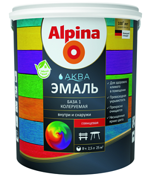 Alpina АКВА эмаль колеруемая