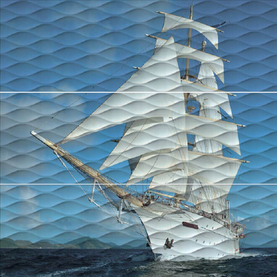 Майори панно Корабль из 3-х плиток 30х89,5