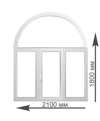 Арочное окно 2100х1800 мм