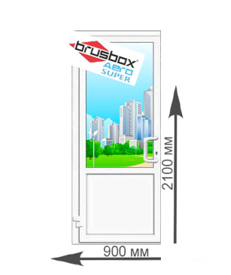 Дверь входная пластиковая Brusbox Super Aero со стеклом