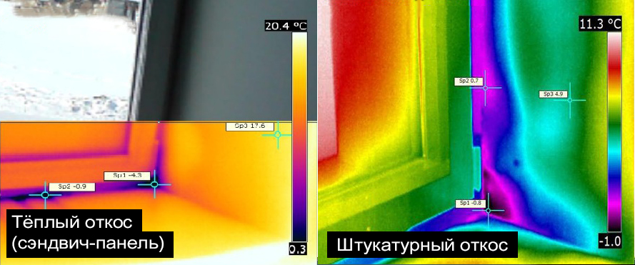 Тёплые откосы. Снимок с тепловизора